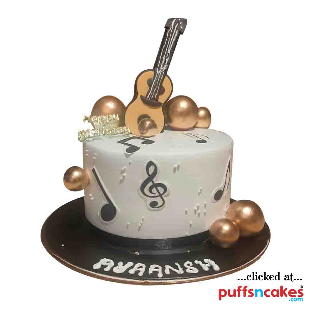(2361) Music Notes Guitar Songs Artist Theme Cake